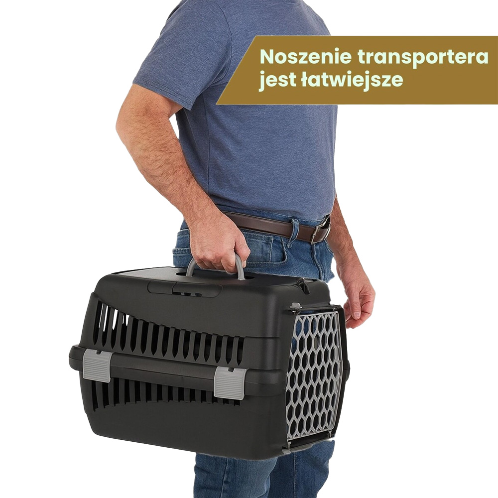 Happet Transporter Teddy M 42x30x30cm szary plastikowy